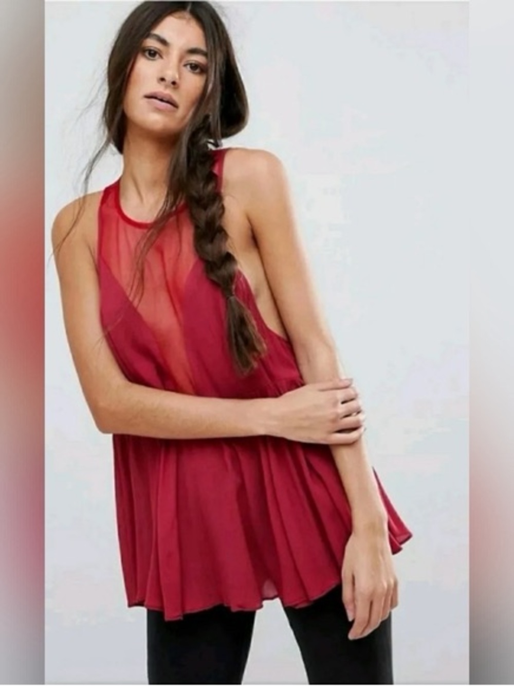 Free People Black Marble Tank in Raspberry - Picture 2 of 9